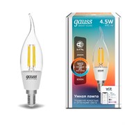 Лампа Gauss Smart Home Filament СF35 4,5W 470lm 2000-6500К E14 изм.цвет.темп.+дим. LED 1/10/40 1280112