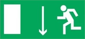 Пиктограмма "Бегущий человек стрелка вниз - дверь слева" для светильника Pelastus PL EM 1.0 355х145мм 37246841342613