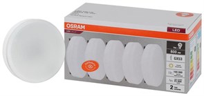 Лампочка светодиодная OSRAM LED Value GX53, 800лм, 10Вт, 3000К (теплый белый свет), Цоколь GX53, колба GX53, комплект 5 шт 4058075584143