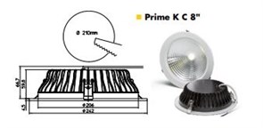 DL-PRIME-K-8-C-830-D d=242мм, 88гр., без драйвера - встраиваемый светодиодный светильник Vossloh Schwabe 570426