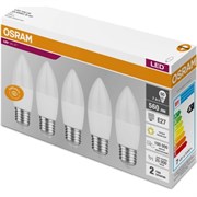 Лампочка светодиодная OSRAM LED Value B, 560 лм, 6,5Вт, 3000К теплый  свет, Цоколь E27, упаковка  5шт 4058075578012
