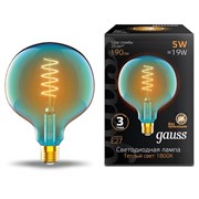 Лампа Gauss Filament G125 5W 190lm 1800К Е27 green flexible LED 1/10 1012802105