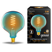 Лампа Gauss Filament G125 5W 190lm 1800К Е27 sky blue flexible LED 1/10 1013802105