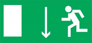 Пиктограмма "Бегущий человек стрелка вниз -дверь слева" для светильника Pelastus PL EML 1.1 230x120мм 200000458458