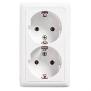 Розетка откр. уст. с з/к 2-я 16А/250В бел. ХИТ RA16-238-B