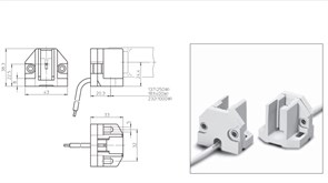 Патрон 02500 Vossloh Schwabe   Fc2   до 5KV отверстия d5 в 2-х плоскостях провод d3,6x300 108937.01