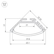 Профиль KLUS-P45-2000 ANOD (arlight, Алюминий) 020898