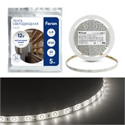 Лента светодиодная, 60SMD(2835)/m 4.8W/m 12V 5m 4000К , LS603 41446