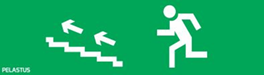 Пиктограмма "направление движения налево к лестнице вверх" для светильника Pelastus PL EM 1.0  2000000640846-1