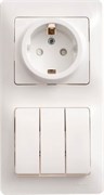 GLOSSA БЛОК: РОЗЕТКА с заземлением со шторками + 3кл.ВЫКЛЮЧАТЕЛЬБЕЛЫЙ Schneider Electric (GSL000178) GSL000178