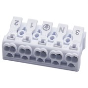 Клемма пружинная монтажная STEKKER LD294-4005, 5-проводная 0,5-2,5мм, 450В, 16А, без пасты, материал 32956