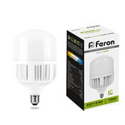 Лампа светодиодная FERON LB-65, T140 (промышленная), 70W 230V E27-E40 4000К (белый), рассеиватель ма 25822