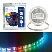 Лента светодиодная 12V FERON LS607, 60*SMD5050, 14,4W/m, IP65, (RGB), в комплекте коннектор типа "ма 27651