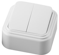 Выключатель двухклавишный STEKKER PSW06-22-20, серия Брест тип установки - открытой установки, разме 32744