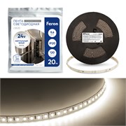 Лента светодиодная 24V FERON LS520, 120*SMD2835, 9,6W/m, 1056Lm/m, IP20, 4000К кратность резки 100мм 41277