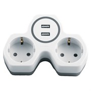 Сетевой разветвитель STEKKER ADP16-14-20 с заземлением, количество присоединяемых устройств 2 + 2USB 32872