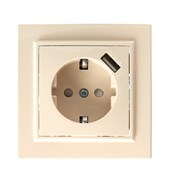 Розетка скрытой установки STEKKER PST16-9011-02 на 1+USB гнездо, с заземлением. Материал: ABS пласти 39237