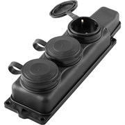 Розетка переносная STEKKER RST16-23-44 на 3 гнездо, с крышкой, с заземлением. Материал: каучук, цвет 32739