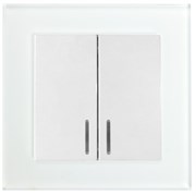 Выключатель 2-клавишный c индикатором, 250V, 10А, серия Катрин, белый, GLS10-7002-01 39163