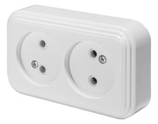 Розетка 2-местная без заземляющего контакта, 250В, 16А, IP20, PST16-30-20 (RA 16-237-Б), белый 39693