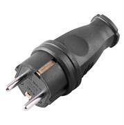 Вилка прямая с/з, каучук 250В, 16A, IP44, RPG16-21-441 (В 16-001), черный 32748