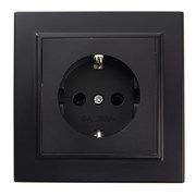 Розетка 1-местная с/з 250В, 16А  с защитной шторкой, серия Эрна, PST16-9010-03, черный 39479