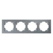Рамка горизонтальная 4-местная, серия Катрин, GFR00-7004-03, серебро 39534