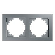 Рамка горизонтальная 2-местная, серия Катрин, GFR00-7002-03, серебро 39532