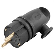 Вилка угловая с/з, каучук,  250В, 16A, IP44, серия Одри, RPG16-21-442 (В 16-002), черный 32749