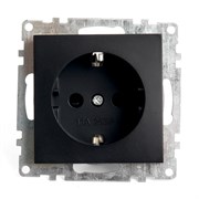 Розетка 1-местная с защитной шторкой с/з (механизм), 250В, 16А, серия Катрин, GLS16-7110-05, черный 39610