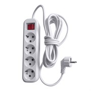 Удлинитель четырехместный с/з с выключателем, 3x0,75, 3м, серия Home, HM03-41-03 (У10А-003), белый 39524