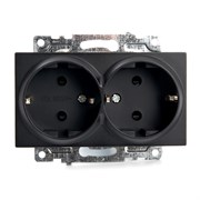 Розетка 2-местная с защитной шторкой (механизм) с/з, 250В, 16А, серия Катрин, GLS16-7114-05, черный 39612