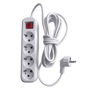 Удлинитель четырехместный с/з с выключателем, 3x0,75, 7м, серия Home, HM03-41-07 (У10А-003), белый 39526