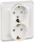 ЭТЮД С/У двойная РОЗЕТКА с заземлением со шторками 16А 250B. БЕЛЫЙ PC16-008B - фото 165921