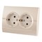 DERIY Розетка двойная с/з ПБТ жемчужно-белая металлик 702-3030-127 - фото 17691