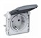 PLEXO Розетка с заземлением IP55 серая 069571 - фото 45067