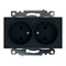 Розетка 2-местная с защитной шторкой (механизм) б/з, 250В, 10А, серия Катрин, GLS10-7113-05, черный 39611 - фото 86093